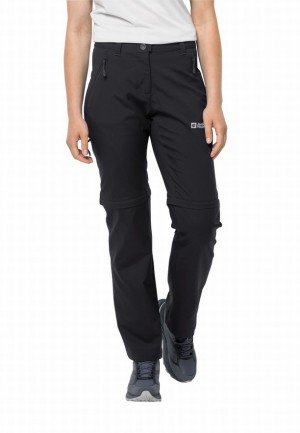 Jack Wolfskin Active Track Zip Off Wandelbroeken Dames Zwart | 35278908