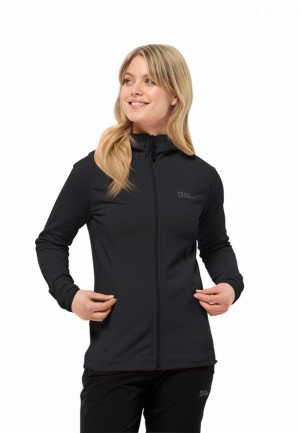 Jack Wolfskin Baiselberg Hooded Fz Fleece Jassen Dames Zwart | 50608904