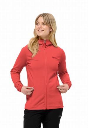 Jack Wolfskin Baiselberg Hooded Fz Fleece Jassen Dames Rood | 54480666