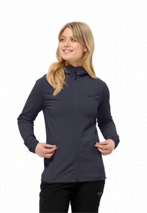 Jack Wolfskin Baiselberg Hooded Fz Fleece Jassen Dames Donkerblauw | 71024750