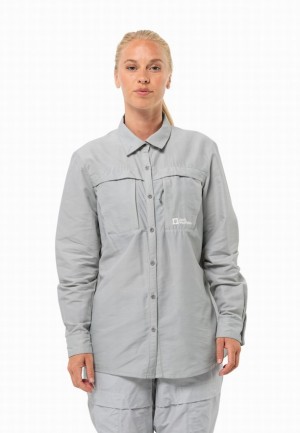 Jack Wolfskin Barrier Ls Overhemd Dames Grijs | 63700093