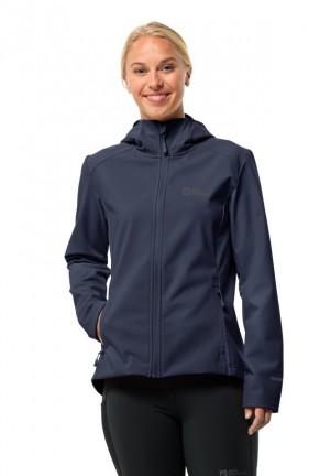 Jack Wolfskin Bornberg Hoody Softshell Jas Dames Donkerblauw | 15348125