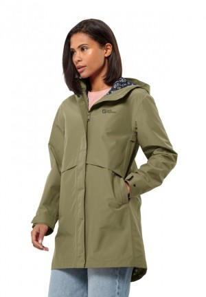 Jack Wolfskin Cape West Regenjassen Dames Olijfgroen | 51790352