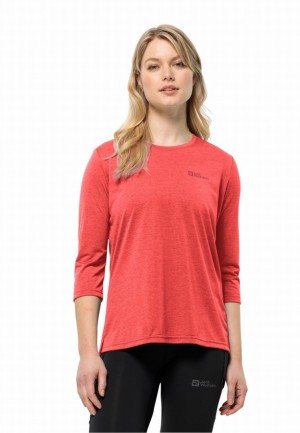 Jack Wolfskin Crosstrail 3/4 T-shirts Dames Rood | 38282414
