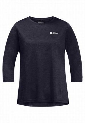 Jack Wolfskin Crosstrail 3/4 T-shirts Dames Donkerblauw | 23459886