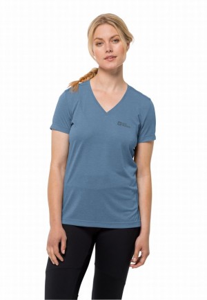 Jack Wolfskin Crosstrail T-shirts Dames Blauw | 21566289