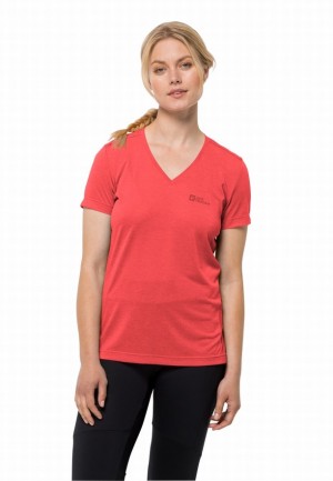 Jack Wolfskin Crosstrail T-shirts Dames Rood | 49928677