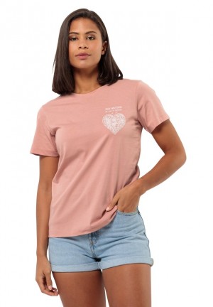 Jack Wolfskin Discover Heart T-shirts Dames Roze | 42867994