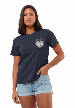 Jack Wolfskin Discover Heart T-shirts Dames Donkerblauw | 32500403