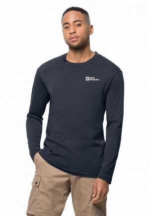 Jack Wolfskin Essential Longsleeve T-shirts Heren Donkerblauw | 62055977