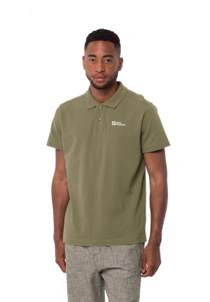 Jack Wolfskin Essential Poloshirt Heren Olijfgroen | 29436916