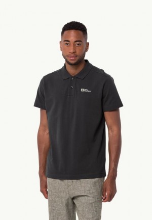 Jack Wolfskin Essential Poloshirt Heren Zwart | 46084473