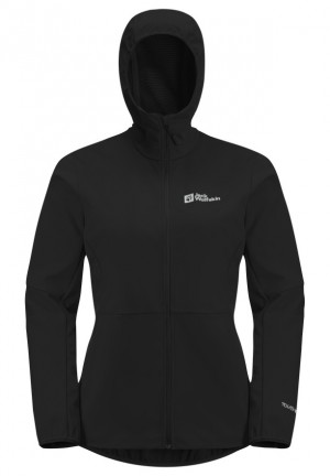 Jack Wolfskin Feldberg Hoody Softshell Jas Dames Zwart | 17148948