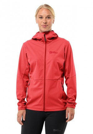 Jack Wolfskin Feldberg Hoody Softshell Jas Dames Rood | 53776977