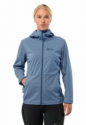 Jack Wolfskin Feldberg Hoody Softshell Jas Dames Blauw | 18731724