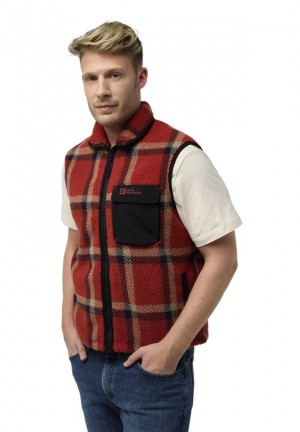 Jack Wolfskin Felslicht Check Vest Heren Rood | 16404292