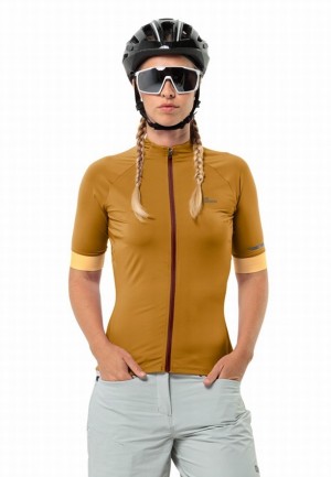 Jack Wolfskin Gravex Fz S/s W Bike T-shirts Dames Geel | 94012662