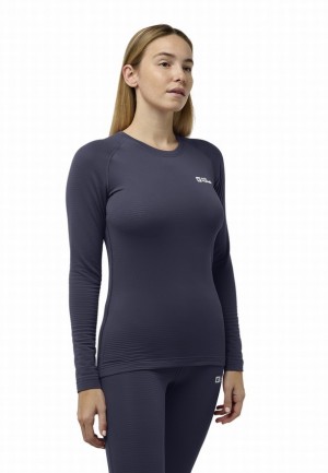 Jack Wolfskin Infinite Warm Ls T-shirts Dames Donkerblauw | 71660776
