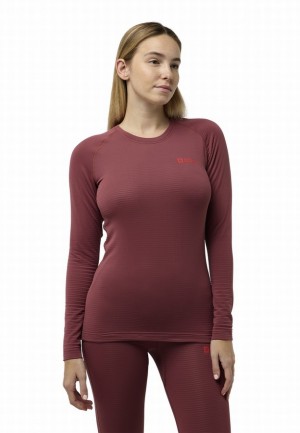 Jack Wolfskin Infinite Warm Ls T-shirts Dames Rood | 45023359