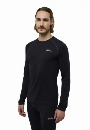 Jack Wolfskin Infinite Warm Ls T-shirts Heren Zwart | 32380675