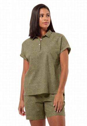 Jack Wolfskin Karana Poloshirt Dames Olijfgroen | 34490217
