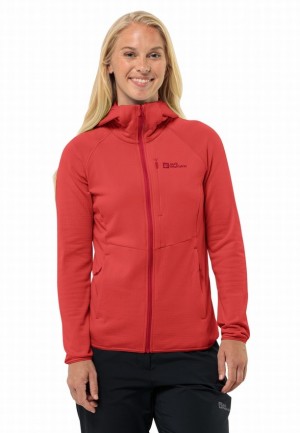 Jack Wolfskin Kolbenberg Hooded Fz Fleece Jassen Dames Rood | 68333985