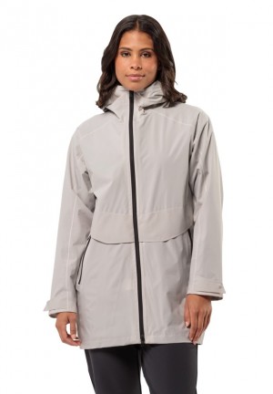 Jack Wolfskin Mainkai Long Regenjassen Dames Wit | 11787784