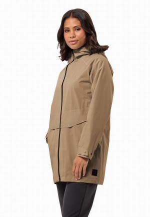 Jack Wolfskin Mainkai Long Regenjassen Dames Khaki | 98232338
