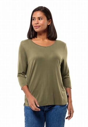 Jack Wolfskin Mola 3/4 T-shirts Dames Olijfgroen | 15533574