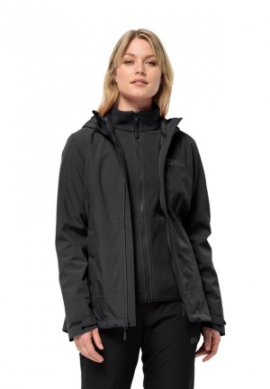 Jack Wolfskin Moonrise 3in1 Jassen Dames Zwart | 37764960