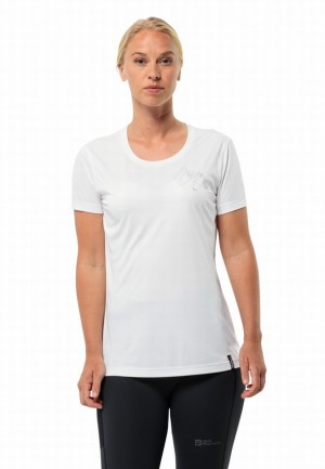 Jack Wolfskin Peak Graphic T-shirts Dames Wit | 66659742