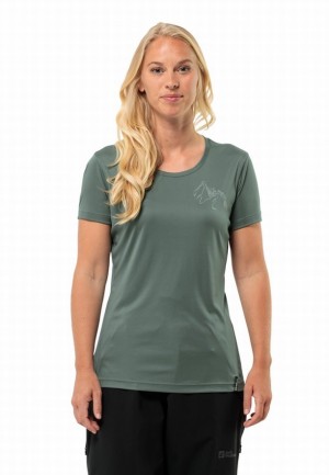 Jack Wolfskin Peak Graphic T-shirts Dames Groen | 53791212