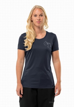 Jack Wolfskin Peak Graphic T-shirts Dames Donkerblauw | 79272523