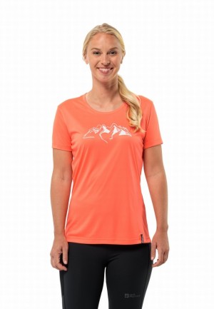Jack Wolfskin Peak Graphic T-shirts Dames Oranje | 53486178