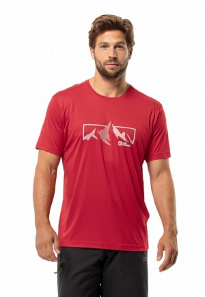 Jack Wolfskin Peak Graphic T-shirts Heren Rood | 96401538