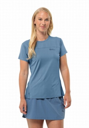 Jack Wolfskin Prelight Chill T-shirts Dames Blauw | 43700125