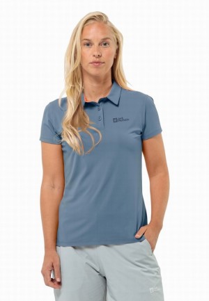 Jack Wolfskin Prelight Trail Poloshirt Dames Blauw | 42501224