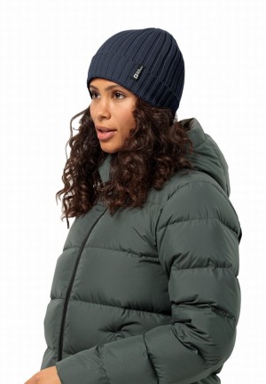 Jack Wolfskin Rib Knit Muts Dames Donkerblauw | 10211448