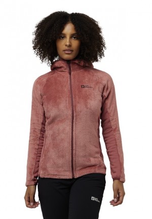 Jack Wolfskin Rotwand Hooded Fz Fleece Jassen Dames Rood | 17585490