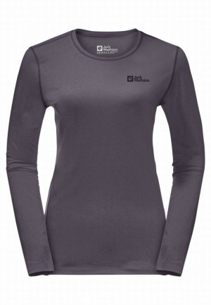 Jack Wolfskin Skyhermal L/s T-shirts Dames Grijs | 46890009