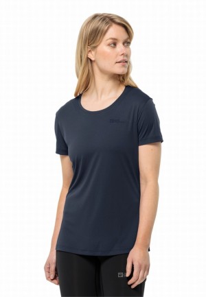 Jack Wolfskin Tech T-shirts Dames Donkerblauw | 61626358