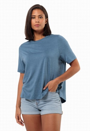 Jack Wolfskin Travel T-shirts Dames Blauw | 56048126