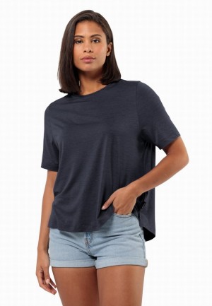 Jack Wolfskin Travel T-shirts Dames Donkerblauw | 87025663