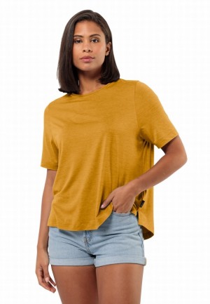 Jack Wolfskin Travel T-shirts Dames Geel | 42518773
