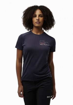 Jack Wolfskin Vonnan Graphic T-shirts Dames Donkerblauw | 87814238