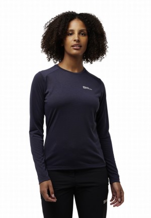 Jack Wolfskin Vonnan Ls T-shirts Dames Donkerblauw | 32745488