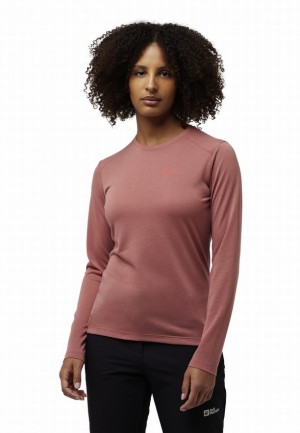 Jack Wolfskin Vonnan Ls T-shirts Dames Rood | 20623746