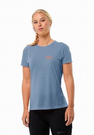 Jack Wolfskin Vonnan S/s T-shirts Dames Blauw | 20690465