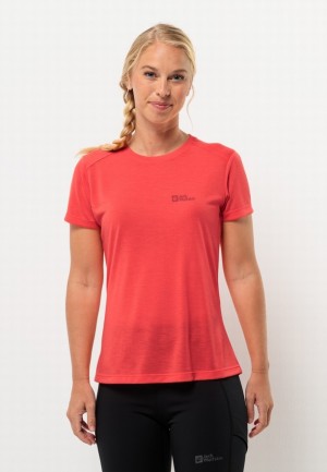 Jack Wolfskin Vonnan S/s T-shirts Dames Rood | 21481536