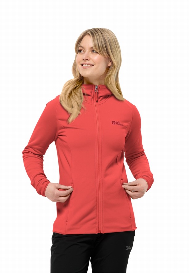 Jack Wolfskin Baiselberg Hooded Fz Fleece Jassen Dames Rood | 54480666